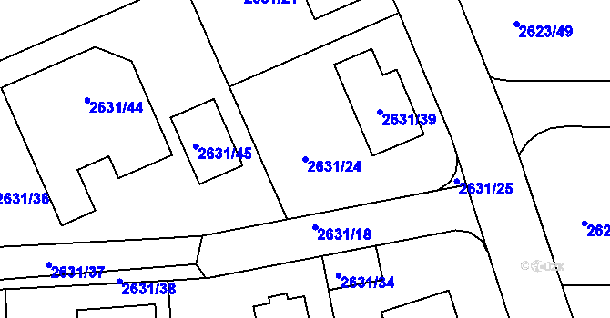 Parcela st. 2631/24 v KÚ Planá nad Lužnicí, Katastrální mapa