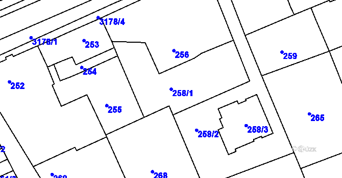 Parcela st. 258/1 v KÚ Planá nad Lužnicí, Katastrální mapa