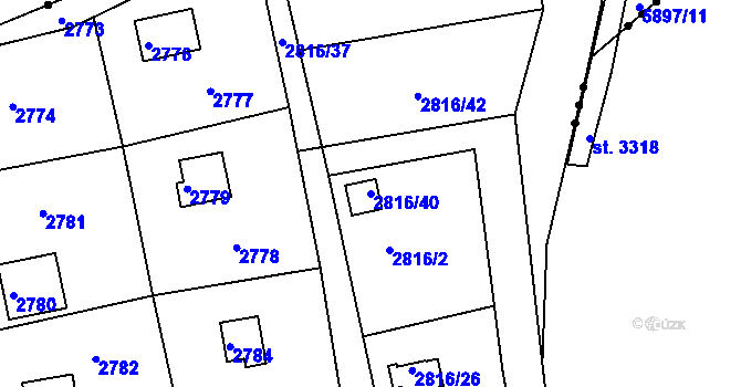 Parcela st. 2816/40 v KÚ Planá nad Lužnicí, Katastrální mapa