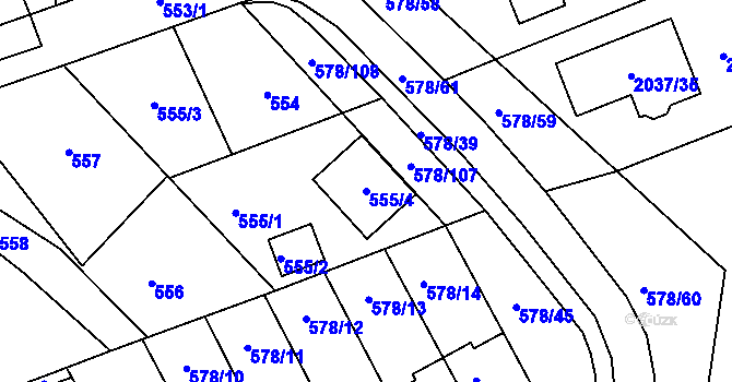 Parcela st. 555/4 v KÚ Planá nad Lužnicí, Katastrální mapa