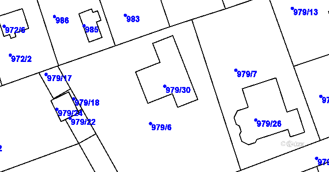 Parcela st. 979/30 v KÚ Planá nad Lužnicí, Katastrální mapa