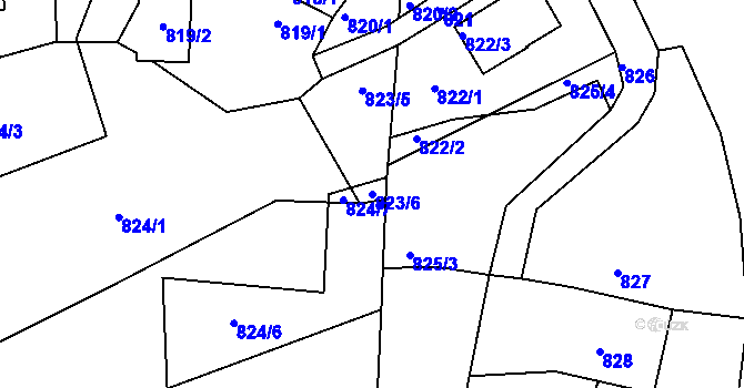 Parcela st. 823/6 v KÚ Planá nad Lužnicí, Katastrální mapa