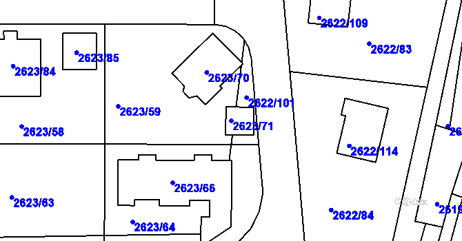 Parcela st. 2623/71 v KÚ Planá nad Lužnicí, Katastrální mapa