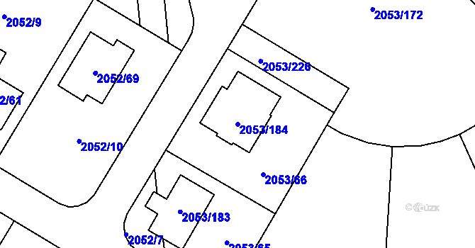 Parcela st. 2053/184 v KÚ Planá nad Lužnicí, Katastrální mapa