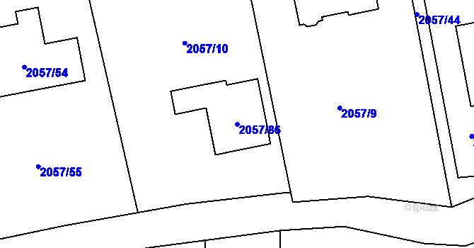 Parcela st. 2057/86 v KÚ Planá nad Lužnicí, Katastrální mapa