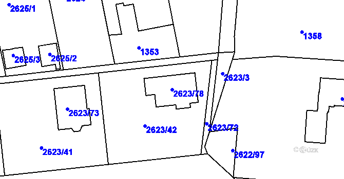 Parcela st. 2623/78 v KÚ Planá nad Lužnicí, Katastrální mapa
