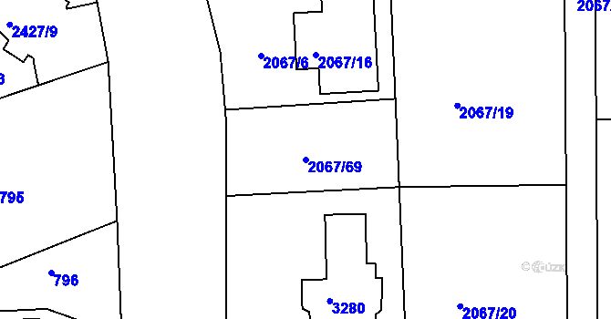 Parcela st. 2067/69 v KÚ Planá nad Lužnicí, Katastrální mapa