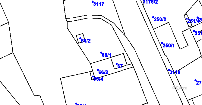 Parcela st. 68/1 v KÚ Planá nad Lužnicí, Katastrální mapa