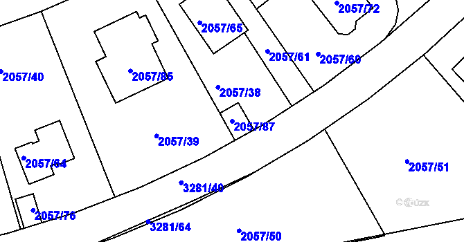 Parcela st. 2057/87 v KÚ Planá nad Lužnicí, Katastrální mapa
