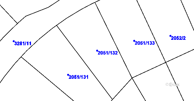 Parcela st. 2051/132 v KÚ Planá nad Lužnicí, Katastrální mapa