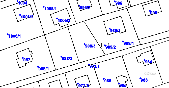 Parcela st. 988/3 v KÚ Planá nad Lužnicí, Katastrální mapa