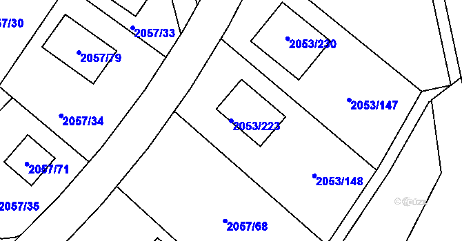 Parcela st. 2053/223 v KÚ Planá nad Lužnicí, Katastrální mapa