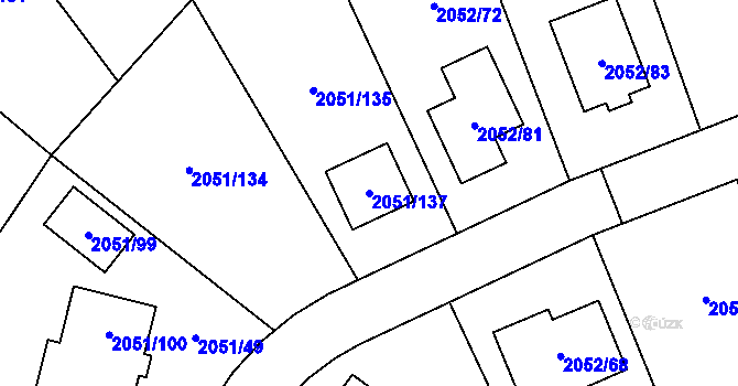 Parcela st. 2051/137 v KÚ Planá nad Lužnicí, Katastrální mapa