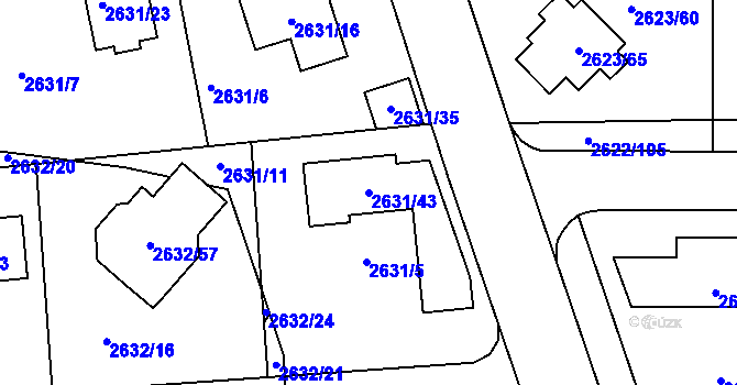 Parcela st. 2631/43 v KÚ Planá nad Lužnicí, Katastrální mapa