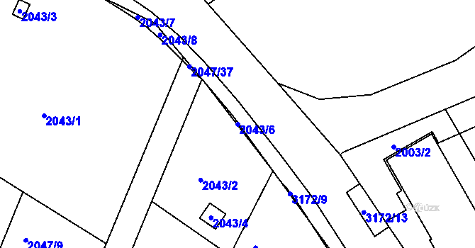 Parcela st. 2043/6 v KÚ Planá nad Lužnicí, Katastrální mapa