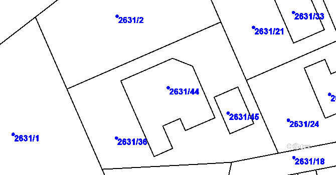 Parcela st. 2631/44 v KÚ Planá nad Lužnicí, Katastrální mapa