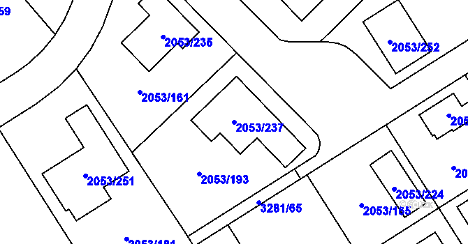 Parcela st. 2053/237 v KÚ Planá nad Lužnicí, Katastrální mapa