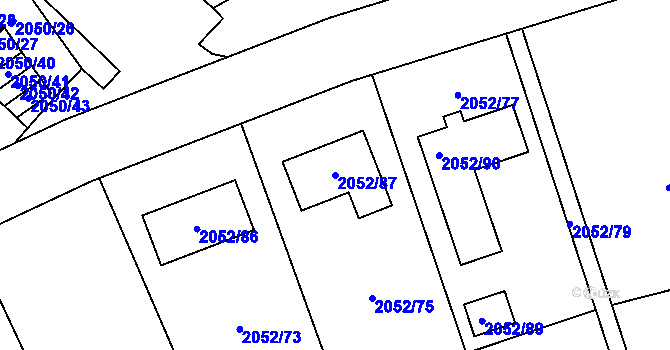 Parcela st. 2052/87 v KÚ Planá nad Lužnicí, Katastrální mapa