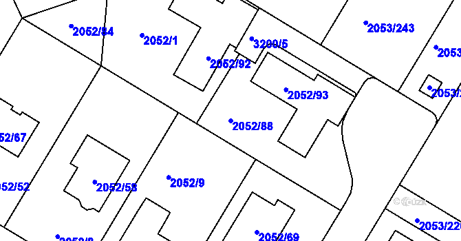 Parcela st. 2052/88 v KÚ Planá nad Lužnicí, Katastrální mapa