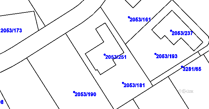 Parcela st. 2053/251 v KÚ Planá nad Lužnicí, Katastrální mapa