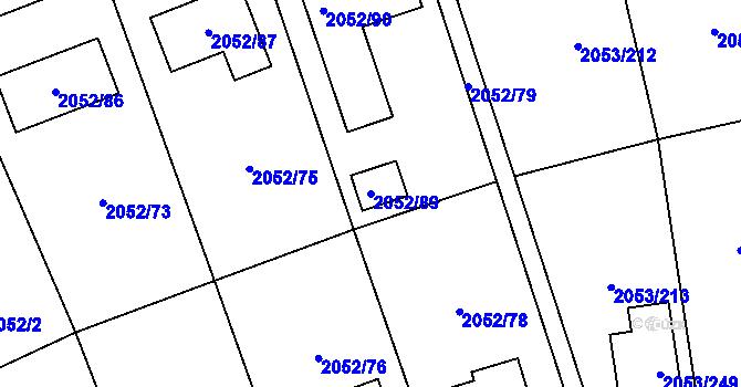 Parcela st. 2052/89 v KÚ Planá nad Lužnicí, Katastrální mapa