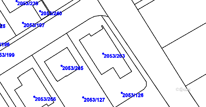 Parcela st. 2053/263 v KÚ Planá nad Lužnicí, Katastrální mapa
