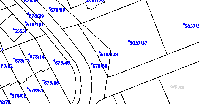 Parcela st. 578/109 v KÚ Planá nad Lužnicí, Katastrální mapa