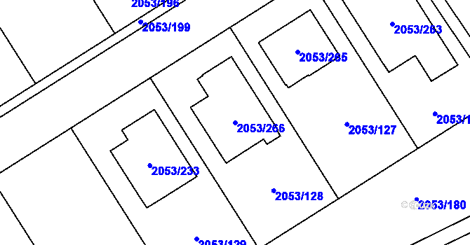 Parcela st. 2053/266 v KÚ Planá nad Lužnicí, Katastrální mapa