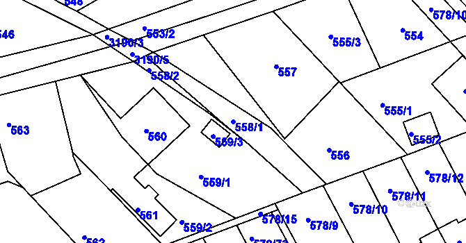 Parcela st. 558/1 v KÚ Planá nad Lužnicí, Katastrální mapa