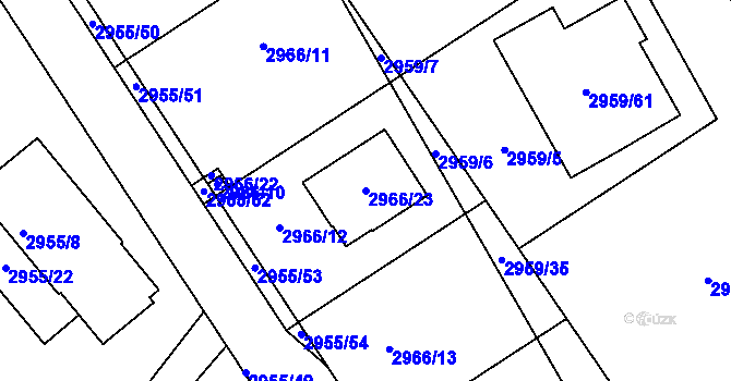 Parcela st. 2966/23 v KÚ Planá nad Lužnicí, Katastrální mapa