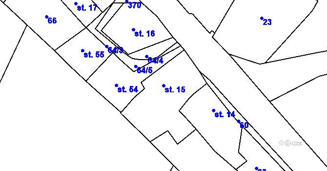 Parcela st. 15 v KÚ Hradenín, Katastrální mapa