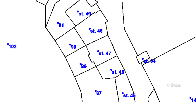 Parcela st. 47 v KÚ Hradenín, Katastrální mapa