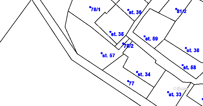 Parcela st. 57 v KÚ Hradenín, Katastrální mapa