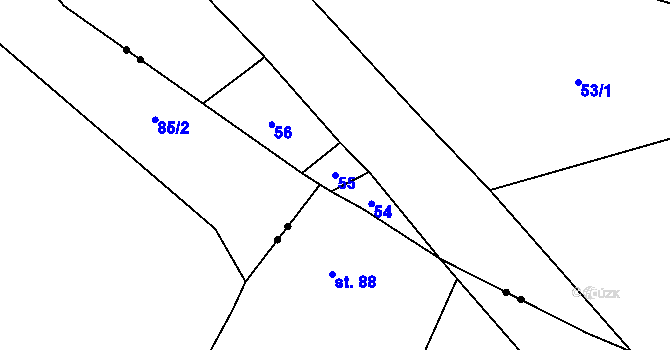 Parcela st. 55 v KÚ Hradenín, Katastrální mapa