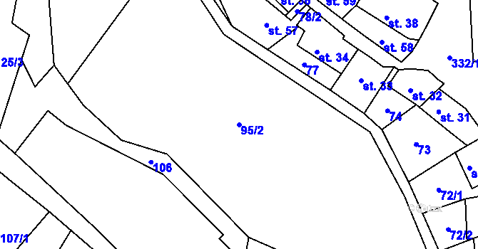 Parcela st. 95/2 v KÚ Hradenín, Katastrální mapa