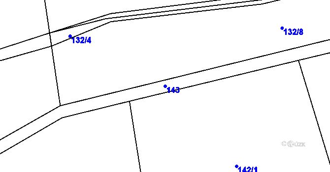 Parcela st. 143 v KÚ Hradenín, Katastrální mapa