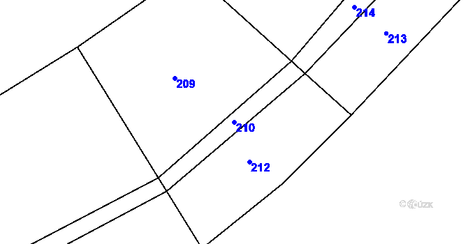 Parcela st. 210 v KÚ Hradenín, Katastrální mapa