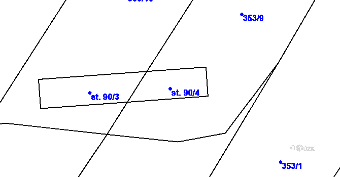 Parcela st. 90/4 v KÚ Hradenín, Katastrální mapa