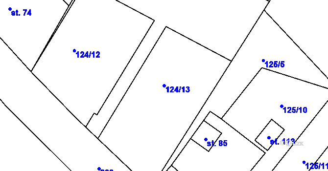 Parcela st. 124/13 v KÚ Hradenín, Katastrální mapa