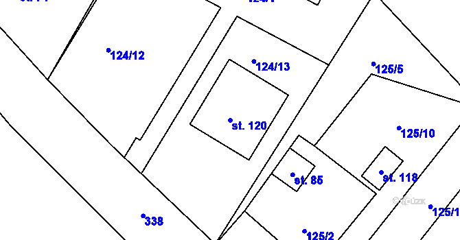 Parcela st. 120 v KÚ Hradenín, Katastrální mapa
