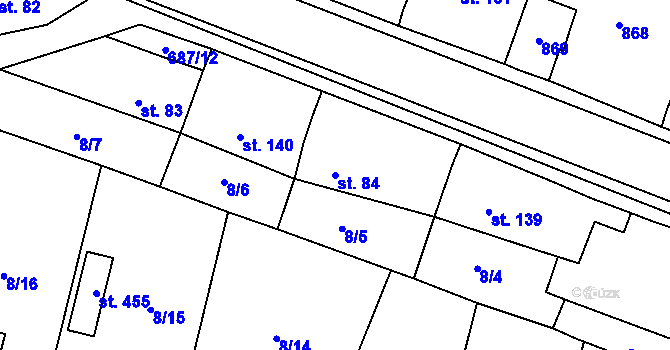 Parcela st. 84 v KÚ Plaňany, Katastrální mapa