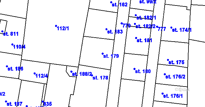 Parcela st. 179 v KÚ Plaňany, Katastrální mapa