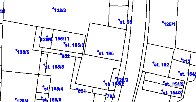 Parcela st. 195 v KÚ Plaňany, Katastrální mapa