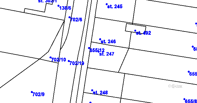 Parcela st. 247 v KÚ Plaňany, Katastrální mapa