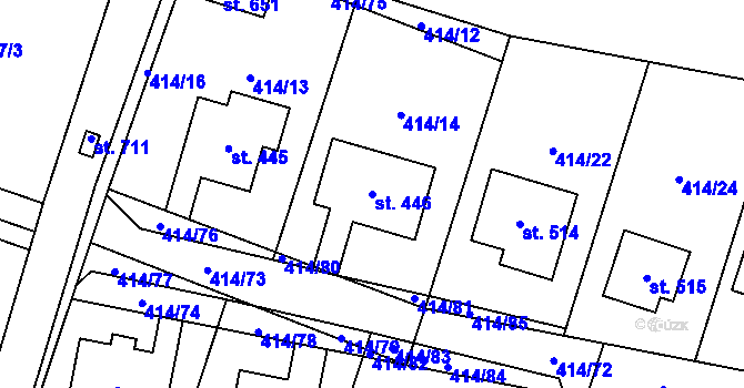 Parcela st. 446 v KÚ Plaňany, Katastrální mapa