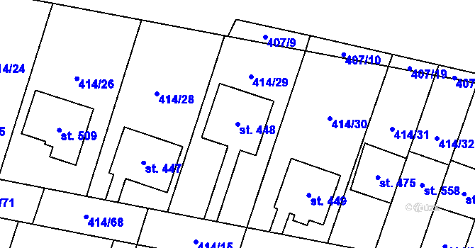Parcela st. 448 v KÚ Plaňany, Katastrální mapa