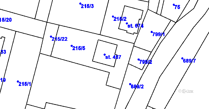 Parcela st. 487 v KÚ Plaňany, Katastrální mapa