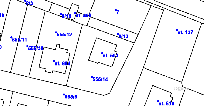 Parcela st. 503 v KÚ Plaňany, Katastrální mapa