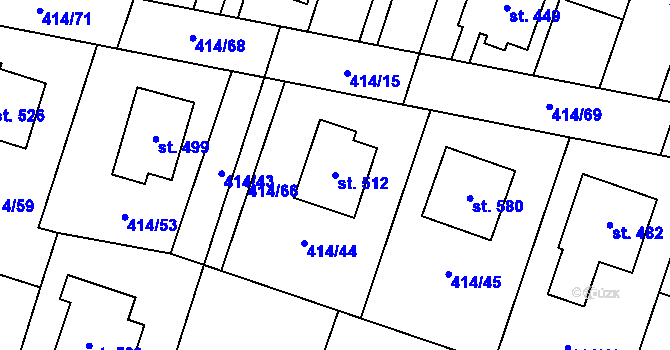 Parcela st. 512 v KÚ Plaňany, Katastrální mapa