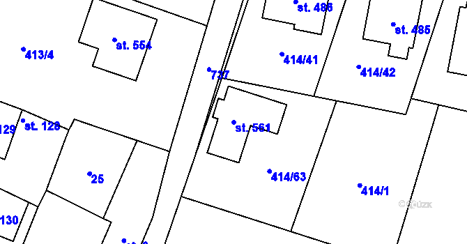 Parcela st. 561 v KÚ Plaňany, Katastrální mapa